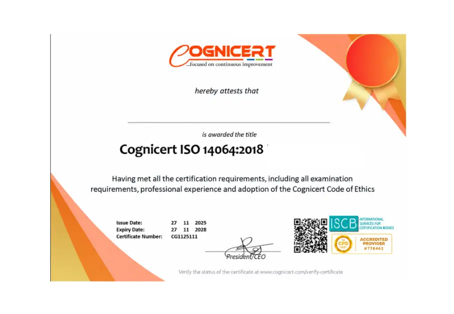 Contoh sertifikat ujian kelulusan internasional Student dari Cognicert
